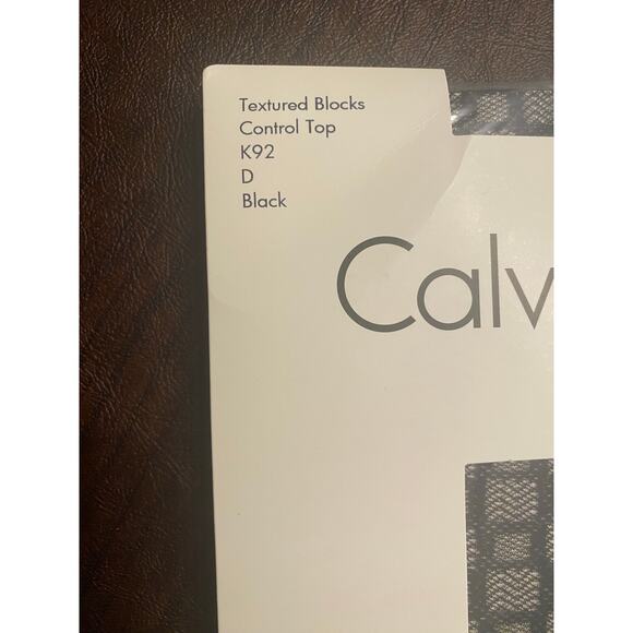 Vintage Calvin‎ Klein Textured Blocks Control Top Tights K92 Size D Black NIP - Picture 3 of 4
